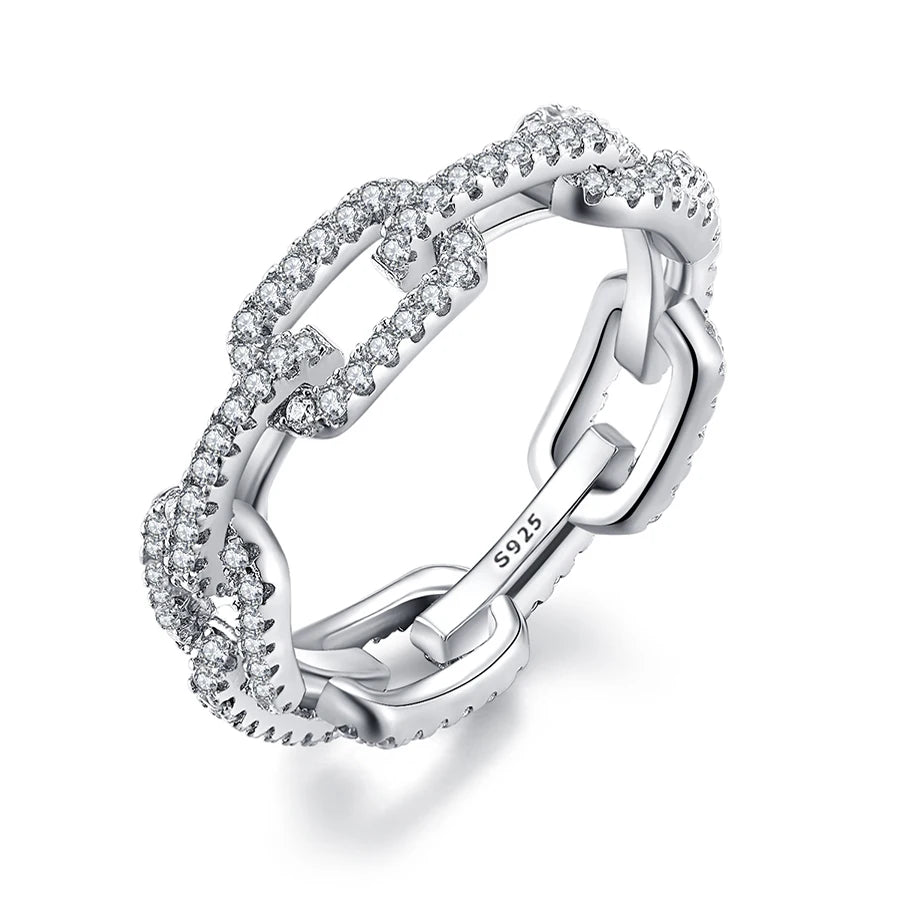 925 Silver Geometric Zircon Stackable Ring