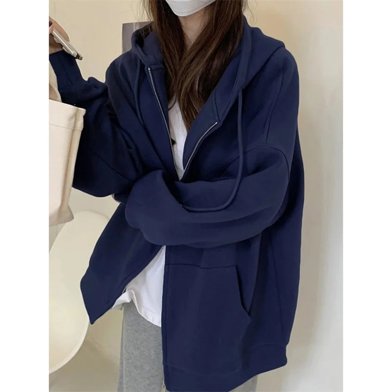 Oversized Hoodie Coat – Casual Zip Sweatshirt Jacket