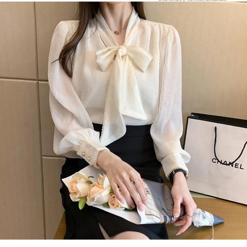 Long Sleeve Solid Blouse – Lace-Up Trend Fit