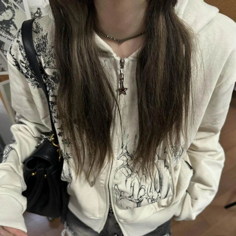 Gothic Zip Hoodie – Double Zipper Vintage Style