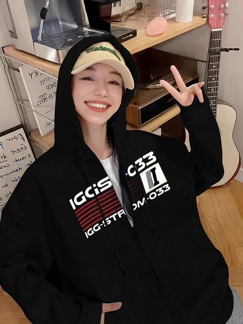 Retro Zip Hoodie – High Neck Long Sleeve Pullover