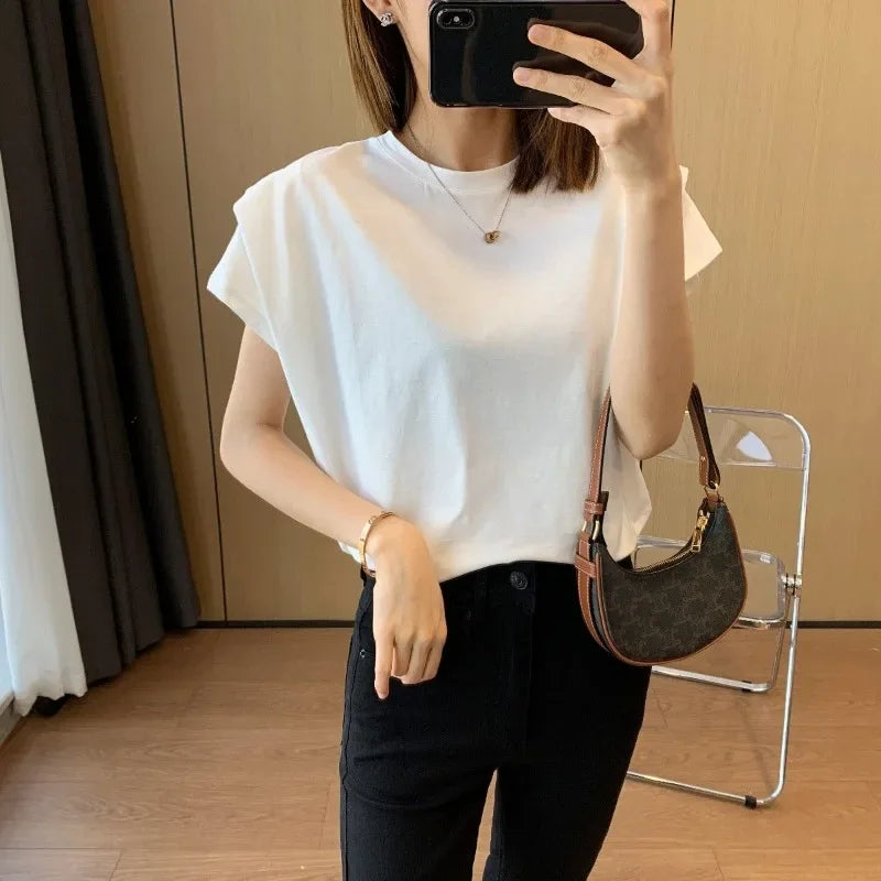 Oversized Short Sleeve Plain Cotton T-Shirt – Clearance Loose Fit Top