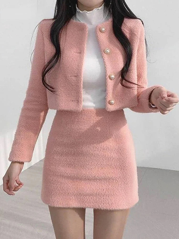 Mini Skirt Two-Piece Suit – Sweet Casual Elegant Style