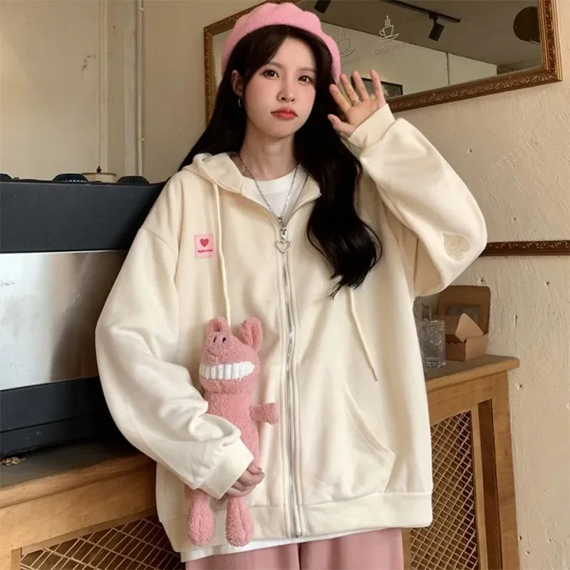 Zip-Up Spring Hoodie – V-Neck Thin Cardigan