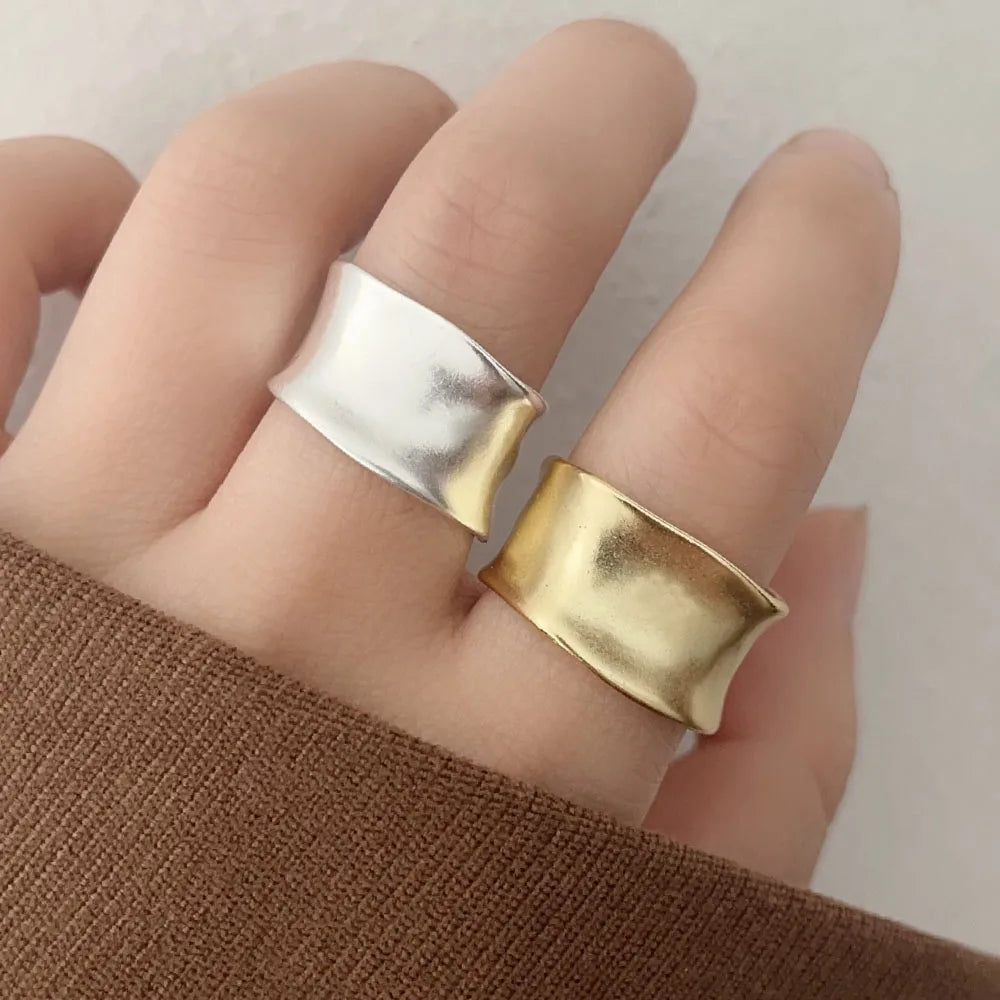 925 Silver Vintage Wide Flat Ring – Retro Style