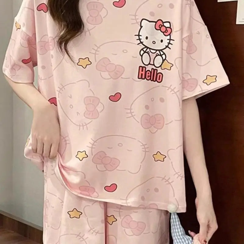 Hello Kitty Pajama Set – Short Sleeve Top & Shorts