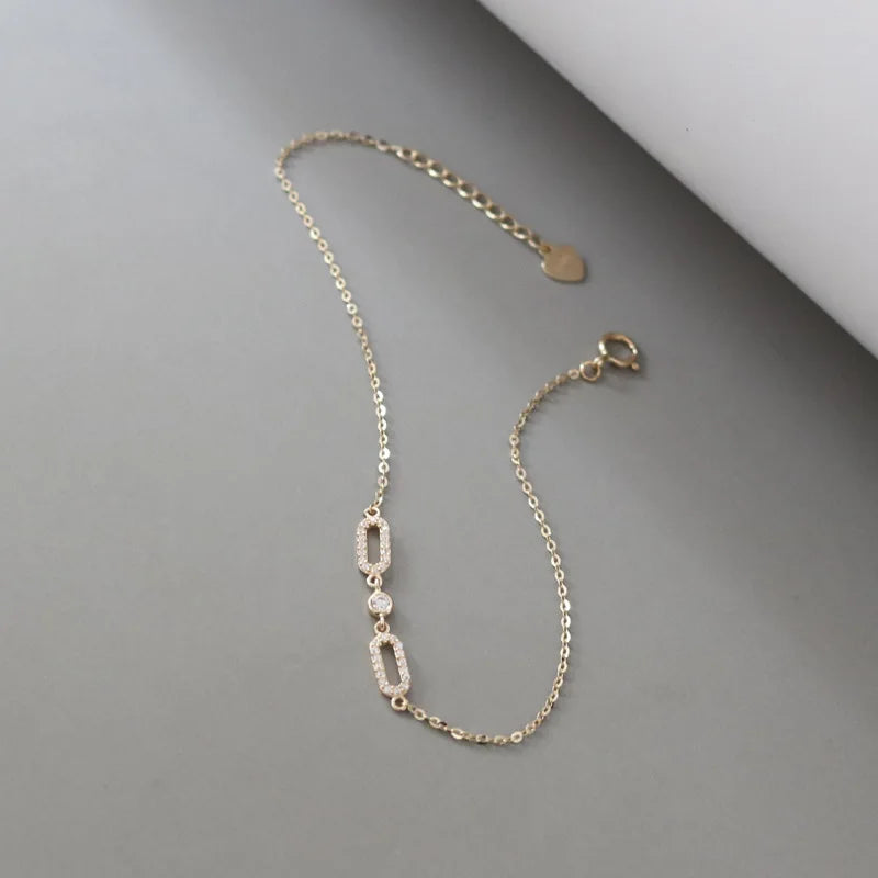 925 Sterling Silver 18K Gold Geometric Zircon Bracelet