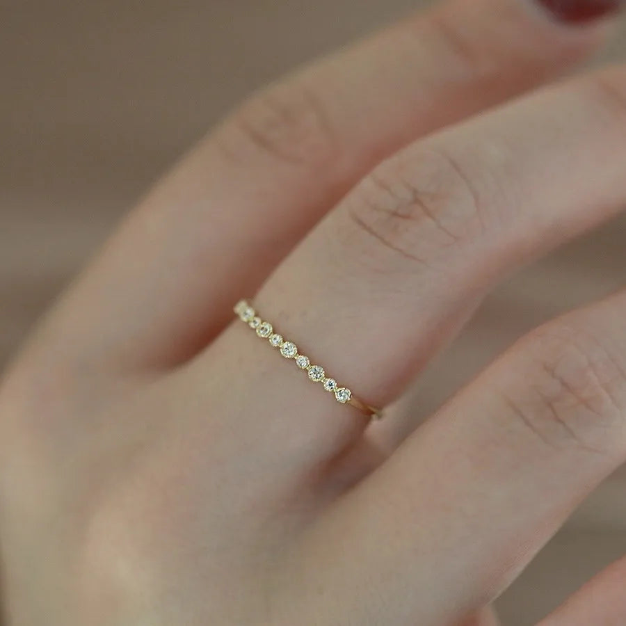 14K Gold Plated Zircon Geometric Ring