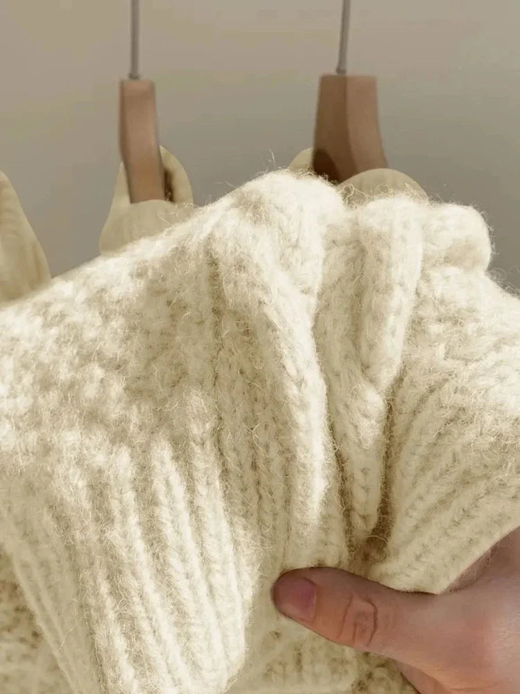 Off-White Fried Dough Twist Sweater – Thickened Wool Knit Top