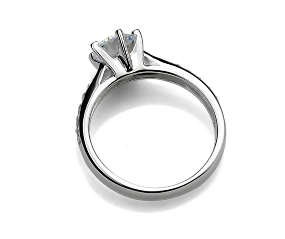 925 Silver Six-Claw Ring – Diamond Style
