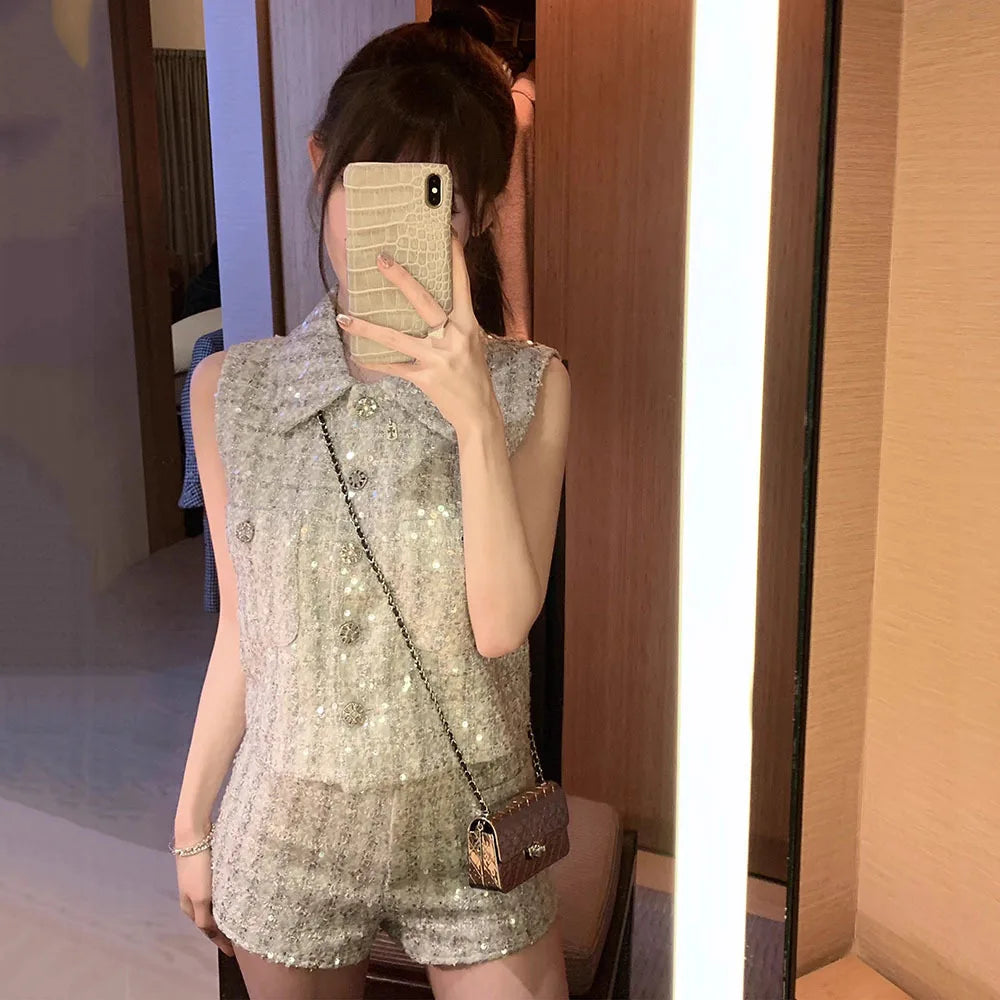 Two-Piece Suit – Tweed Vest & Shorts Set