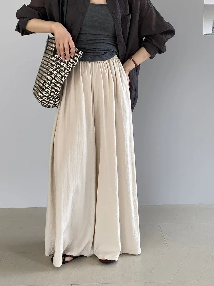 Summer Black Loose Casual Pants – High Waist Wide Leg