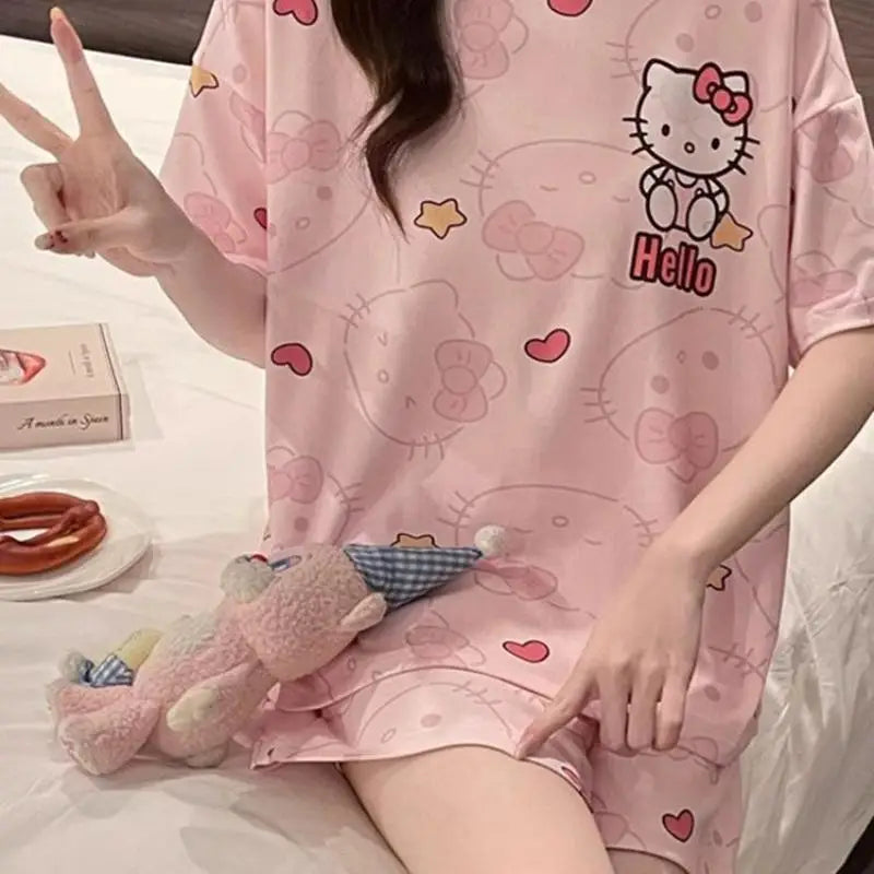 Hello Kitty Pajama Set – Short Sleeve Top & Shorts