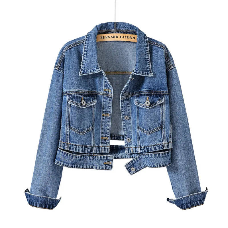 Denim Crop Jacket – Gothic Bomber Style