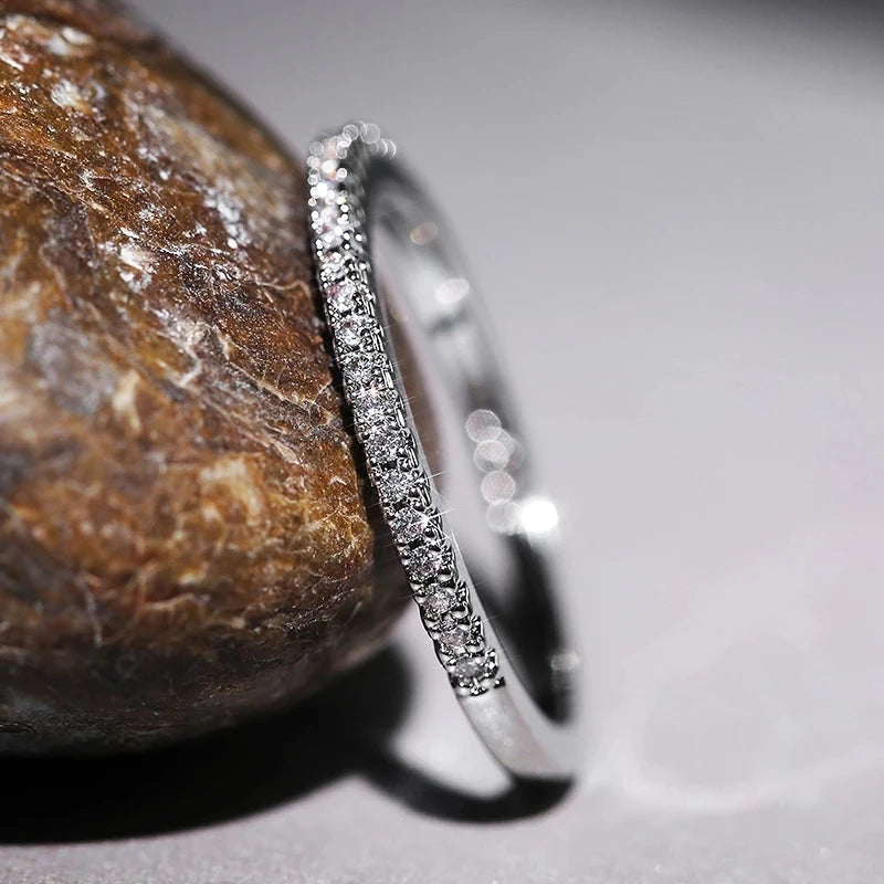 925 Silver Crystal Engagement Ring