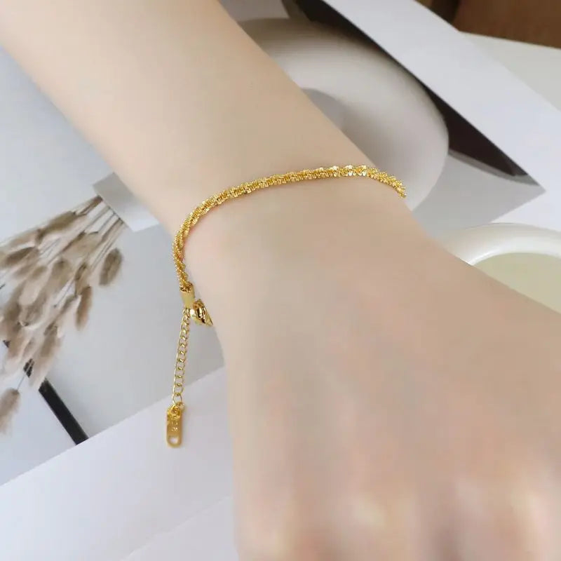 925 Sterling Silver Sparkling Gold Bracelet