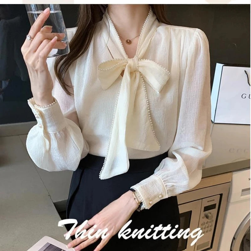 Long Sleeve Solid Blouse – Lace-Up Trend Fit