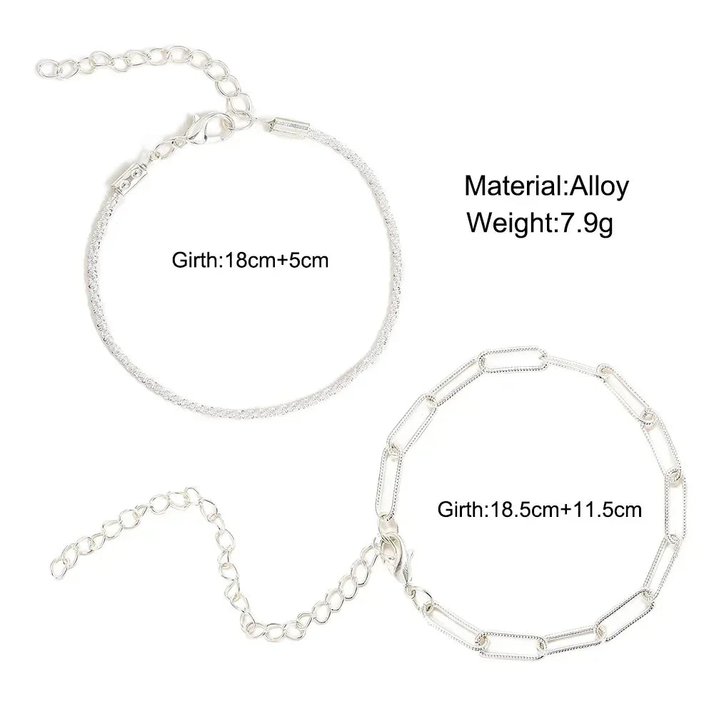925 Sterling Silver Double Layered Bracelet Set