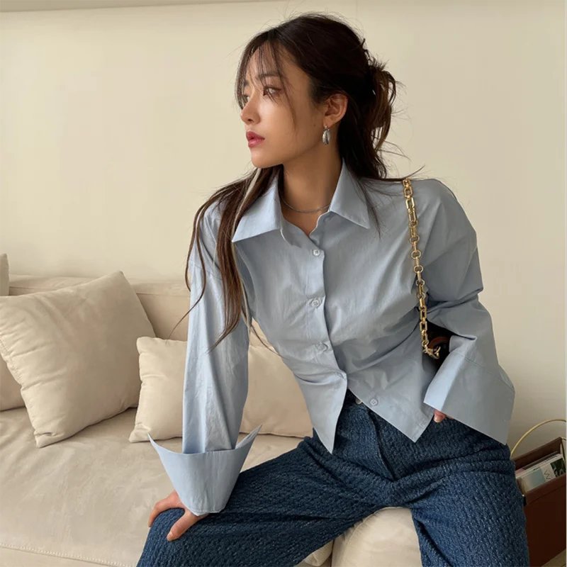 Bandage Chic Long Sleeve Casual Blouse – Solid Collar