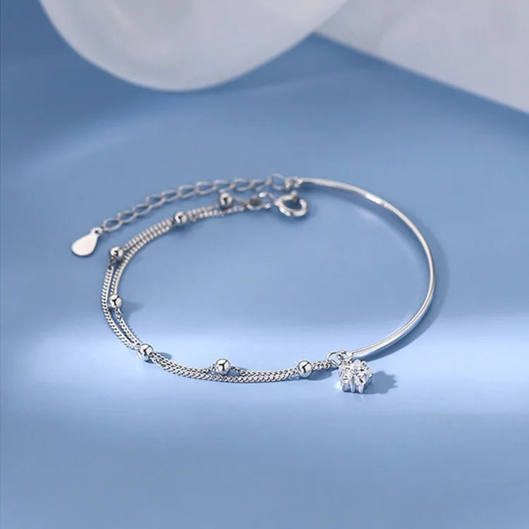 925 Sterling Silver Zircon Star Pendant Bracelet