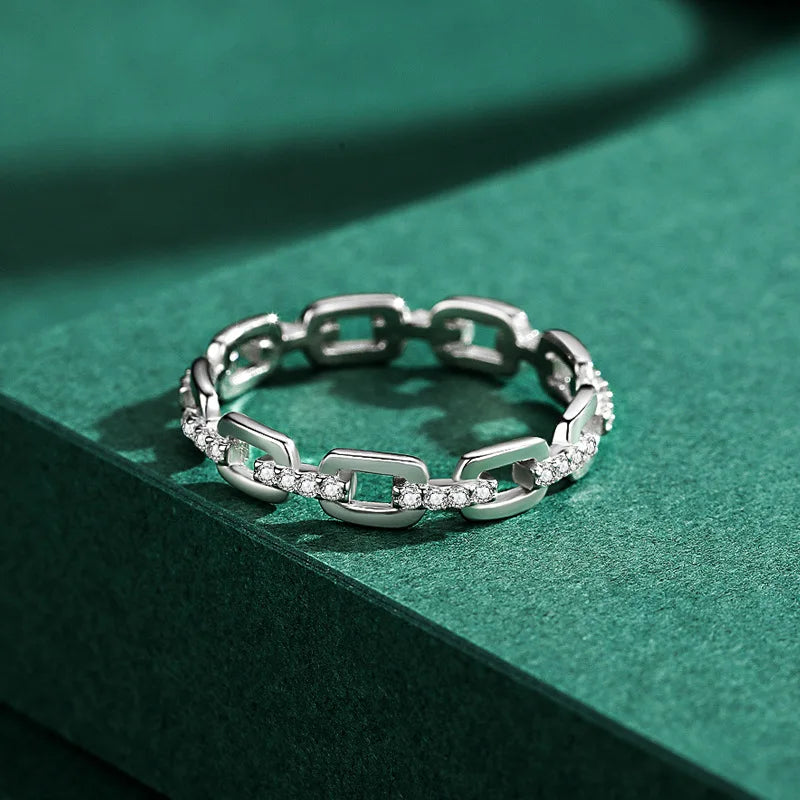 925 Silver Geometric CZ Ring