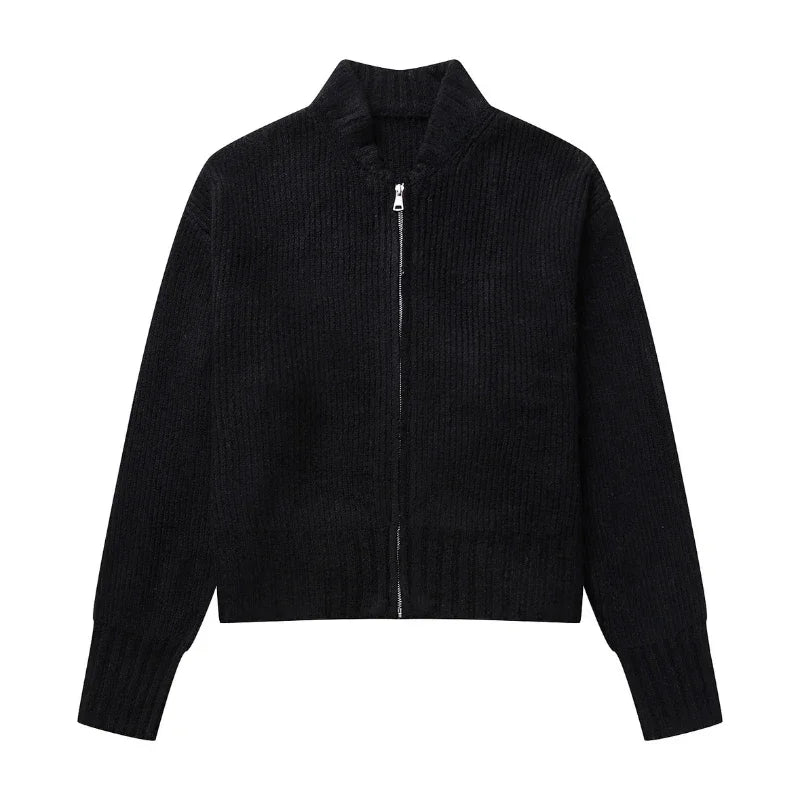 Vintage Knit Cardigan – Long Sleeve with Zipper
