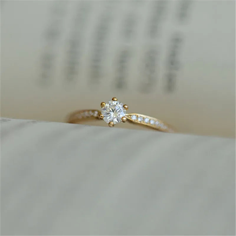 925 Silver 14K Gold Plated Zircon Ring