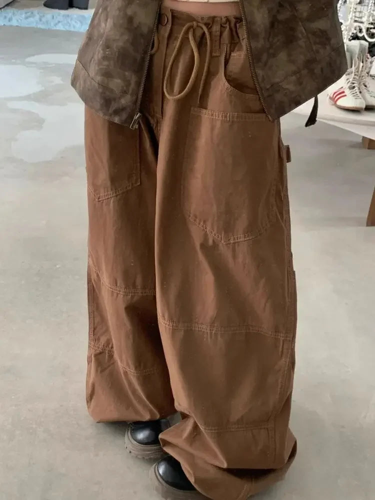 Vintage Baggy Cargo Jeans – Oversized Streetwear Denim Pants with Pockets