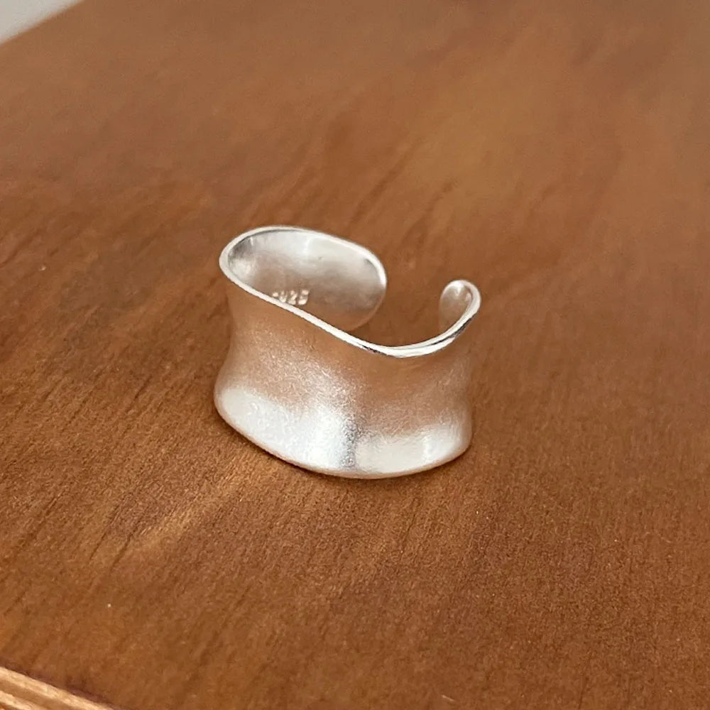 925 Silver Vintage Wide Flat Ring – Retro Style
