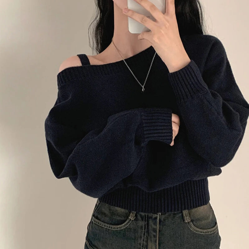 Solid Vintage Knit Pullover – Casual Wear