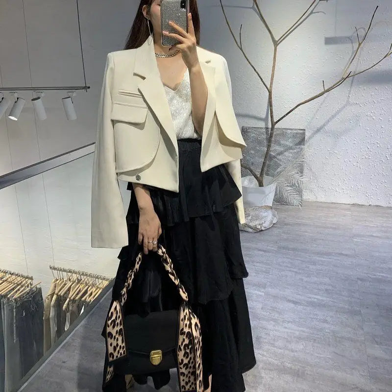 Crop Suit Jacket – Solid Color Blazer Top