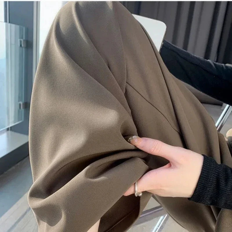 Elegant Wide Leg Black Baggy Pants – High Waist Office Suit Style