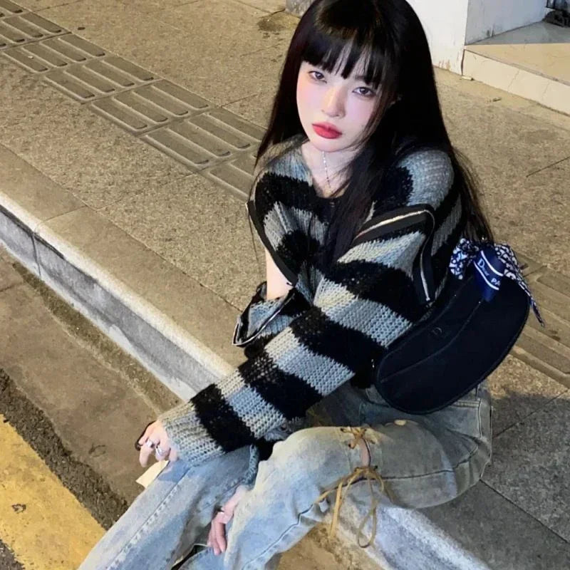 V-Neck Hollow Knit Sweater — Warm Casual