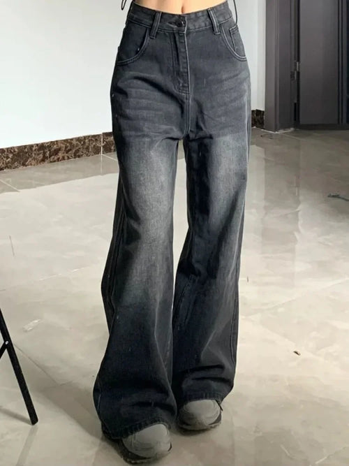 Vintage Black Jeans – High Waist Grunge Streetwear Baggy Fit