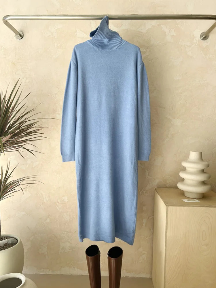 Turtleneck Sweater Dress – Loose Casual Knit Dress