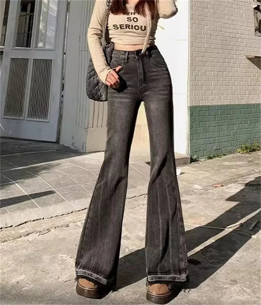 Burr Edge Vintage Flare Jeans – High Waist Bootcut Skinny Denim