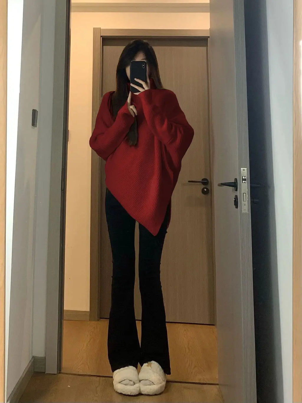 Off-White Turtleneck Knit Sweater – Slim Fit Warm Pullover