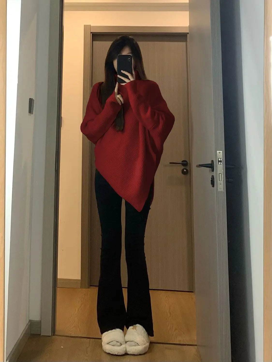 Off-White Turtleneck Knit Sweater – Slim Fit Warm Pullover