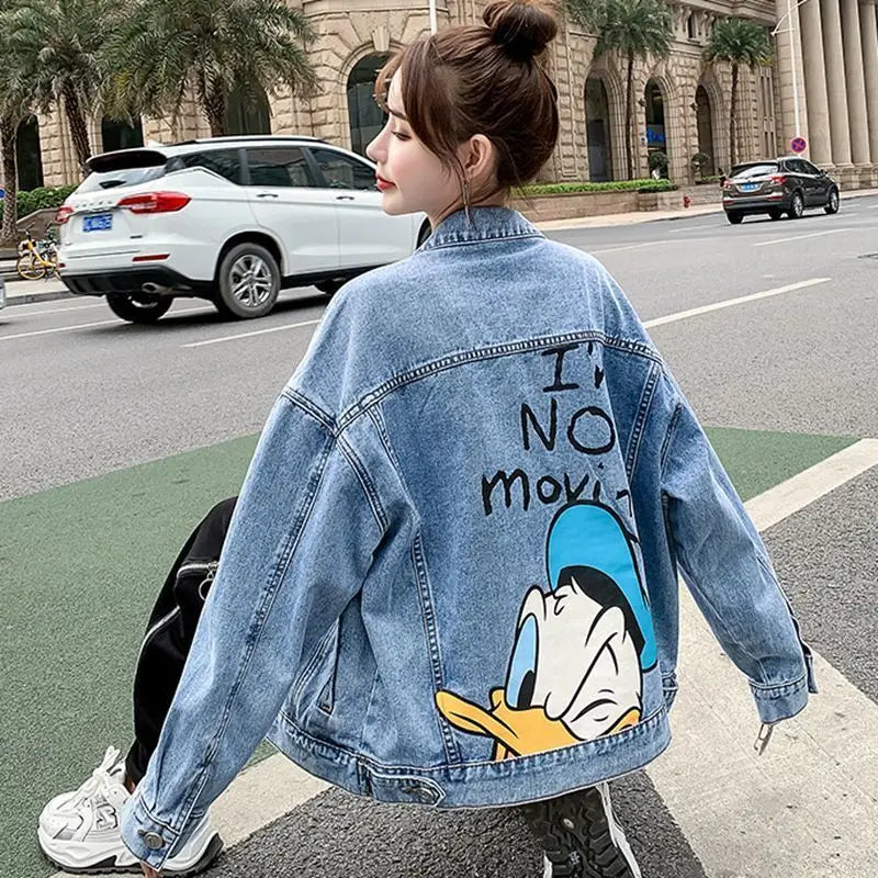 Cartoon Denim Jacket – Cute Loose Fit Spring Outerwear