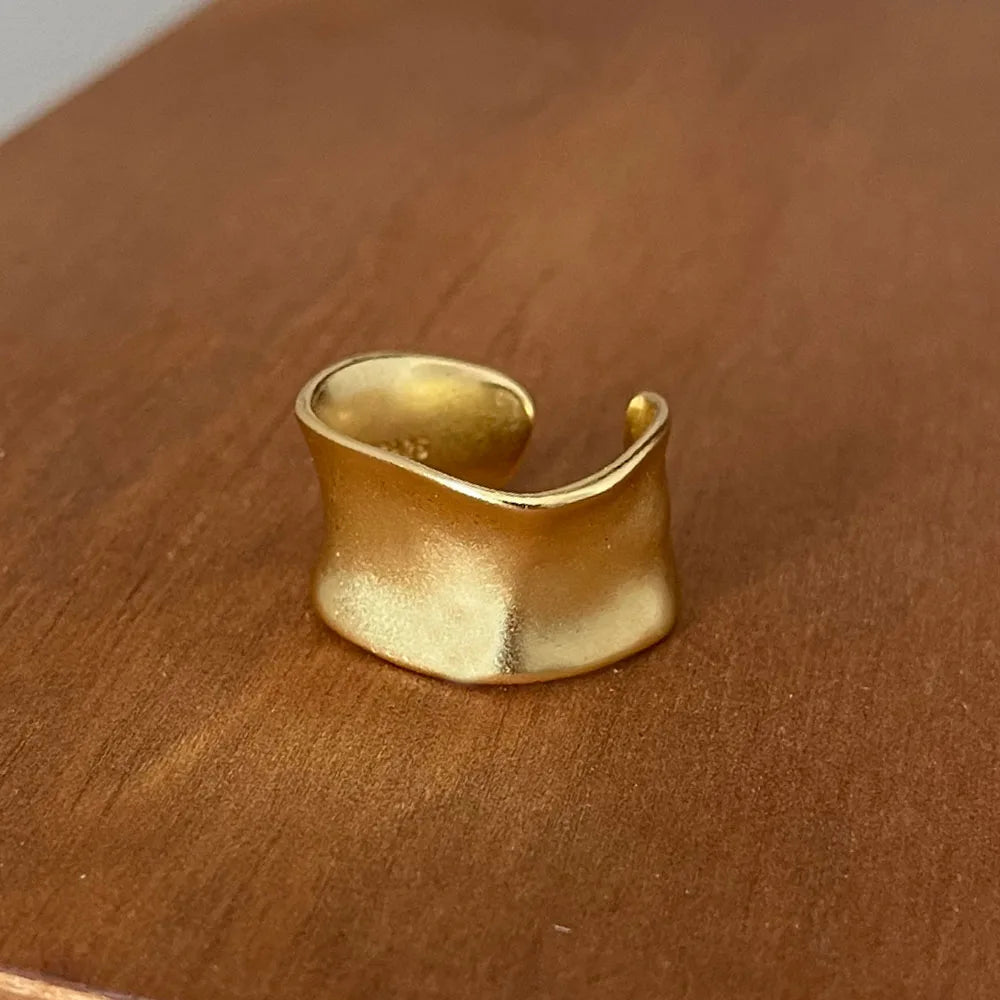 925 Silver Vintage Wide Flat Ring – Retro Style