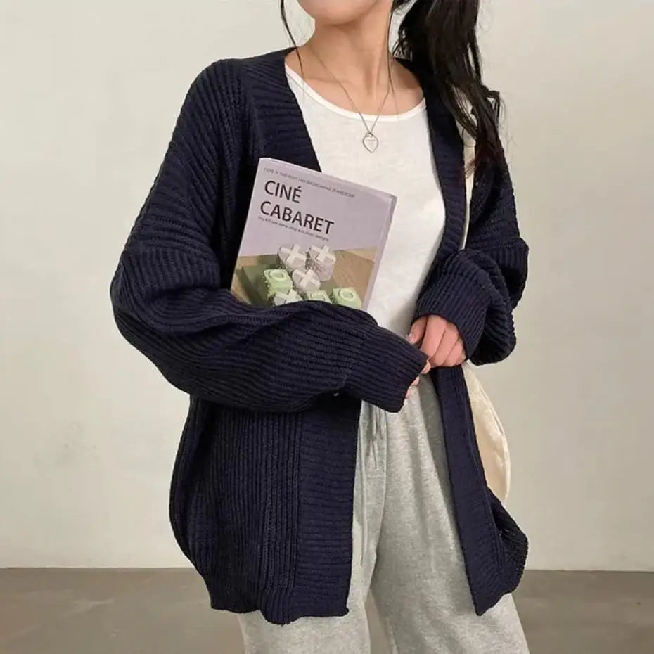 Oversized Lazy Fit Knit Cardigan – Casual Long Sleeve