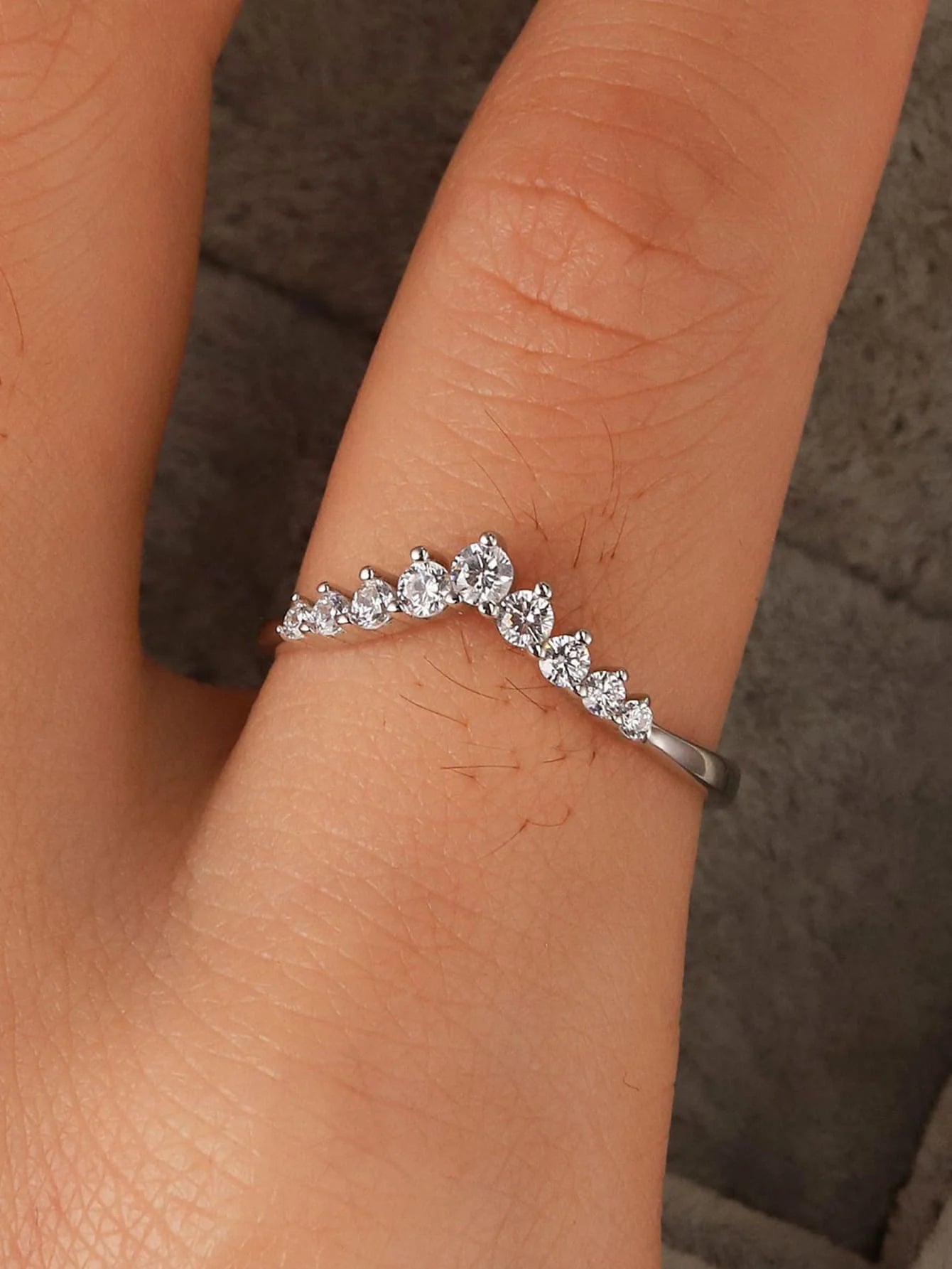 925 Silver Princess Crown Diamond Ring