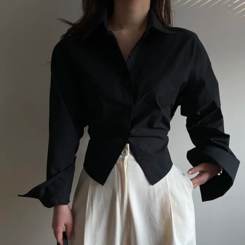 Long Sleeve Strapless Backless Blouse – Lace-Up Front