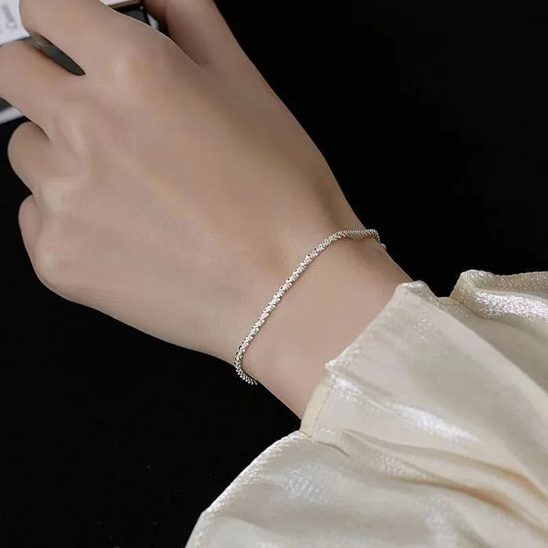 925 Sterling Silver Zircon Star Pendant Bracelet