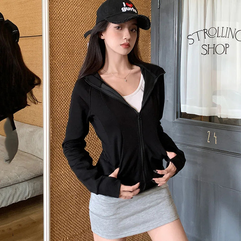 Gray Zip Hoodie Cardigan – Slim Fit & Sporty Look
