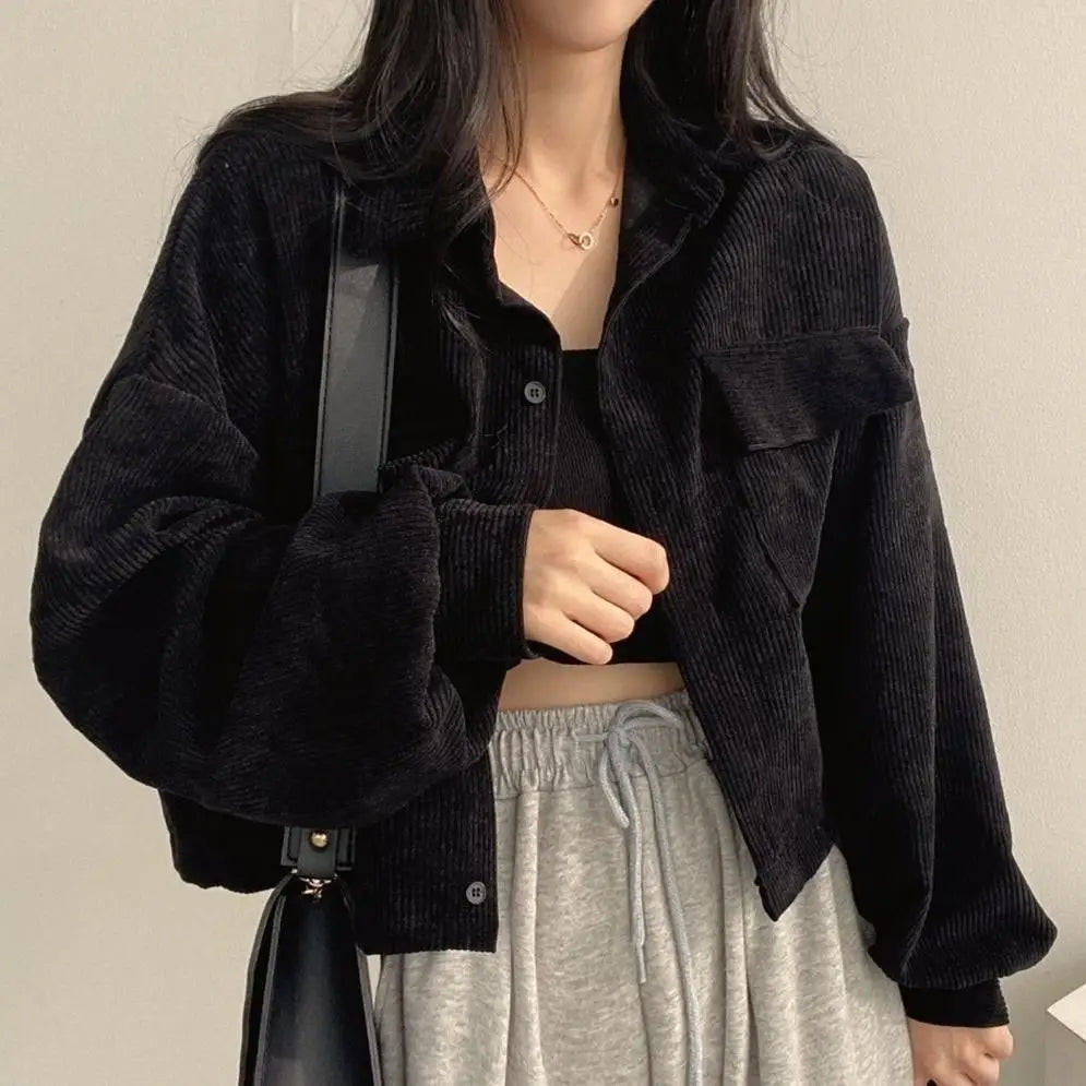 Corduroy Crop Jacket – Vintage Casual Fit