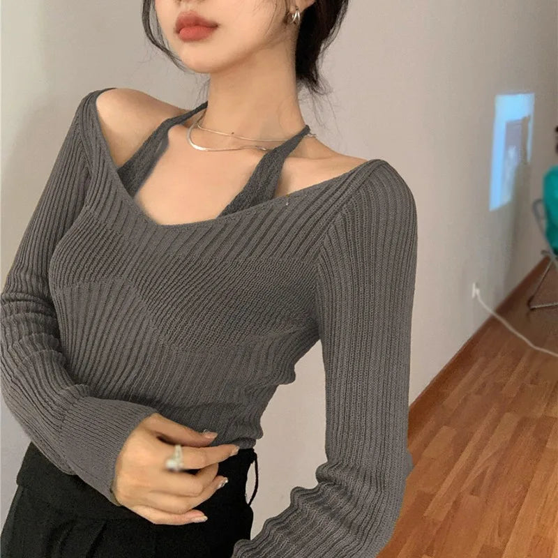 Long Sleeve Off-Shoulder Pullover – Soft Knit