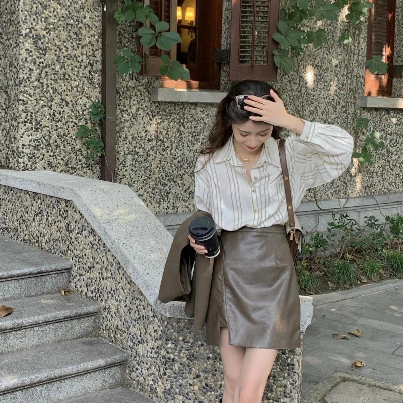 Vintage Striped Shirt – Oversize Blouse Casual Top