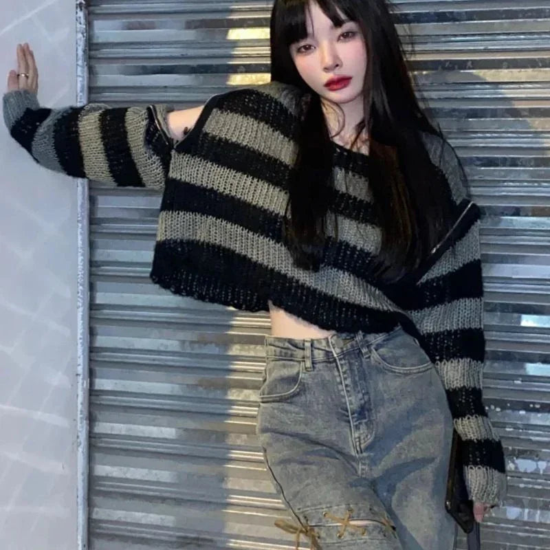 V-Neck Hollow Knit Sweater — Warm Casual