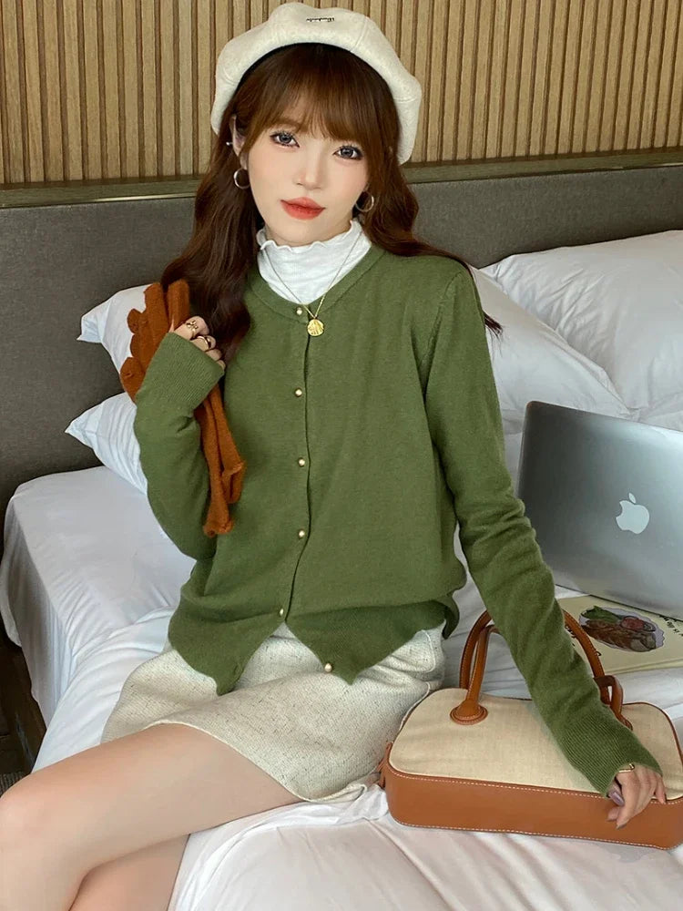 Classic O-Neck Knit Cardigan – Spring Casual